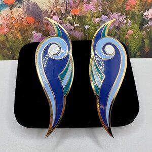 Meow Cloisonné Art Deco Statement Earrings
